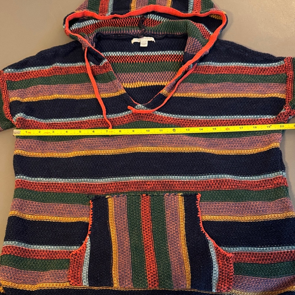 American Eagle Multicolor Baja Pullover Hooded Knit Sweater Women's M - Picture 5 of 10